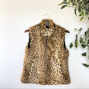 Kristen Blake Faux Fur Reversible Leopard Vest